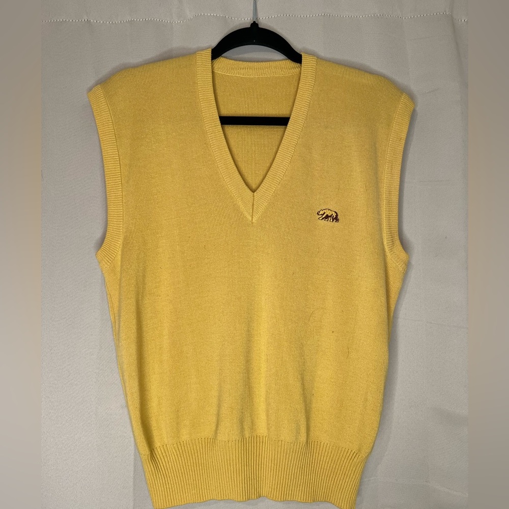 Yellow Vintage Sweater Vest with Bear Detail
